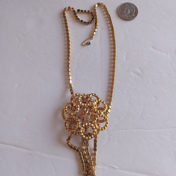Amazing Find!! Gorgeous Vintage Rhinestone and Gold Tone Necklace - Picture 5 of 5